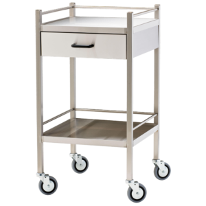 Small Stainless Steel Trolley with Drawer 50 x 50 x 97cm